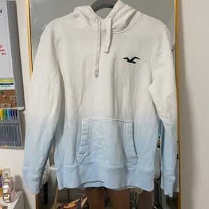 Hollister Men's XS White-Light Blue Hoodie